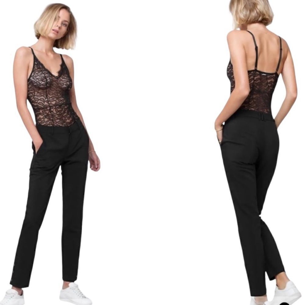 Anine Bing Black Tuxedo Snap Button Accent Pants Size Medium